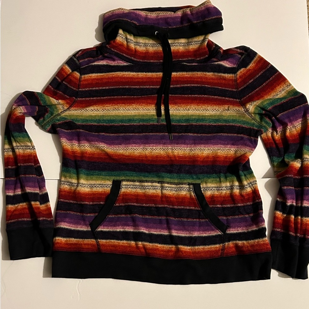 L-RL Active Ralph Lauren Southwest Aztec Funnel Neck L/S Top Size Large